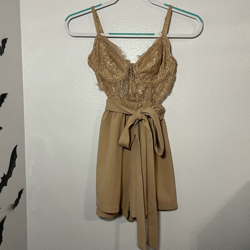 Lace nude romper